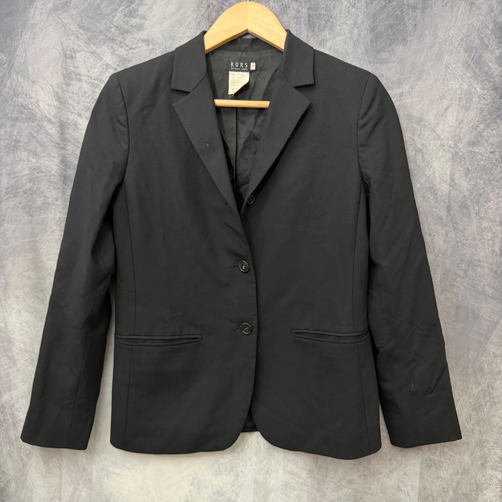 KORS Michael Kors Black Wool Blazer Italy Size 2 Quiet Luxury Office Capsule